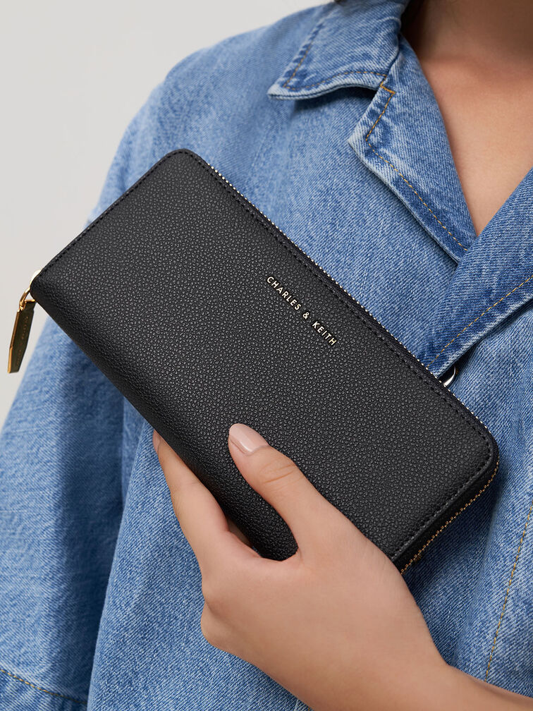 Black Zip-Around Long Wallet - CHARLES & KEITH International