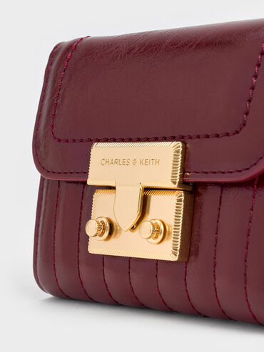 Donna Crinkle-Effect Wallet, Burgundy, hi-res