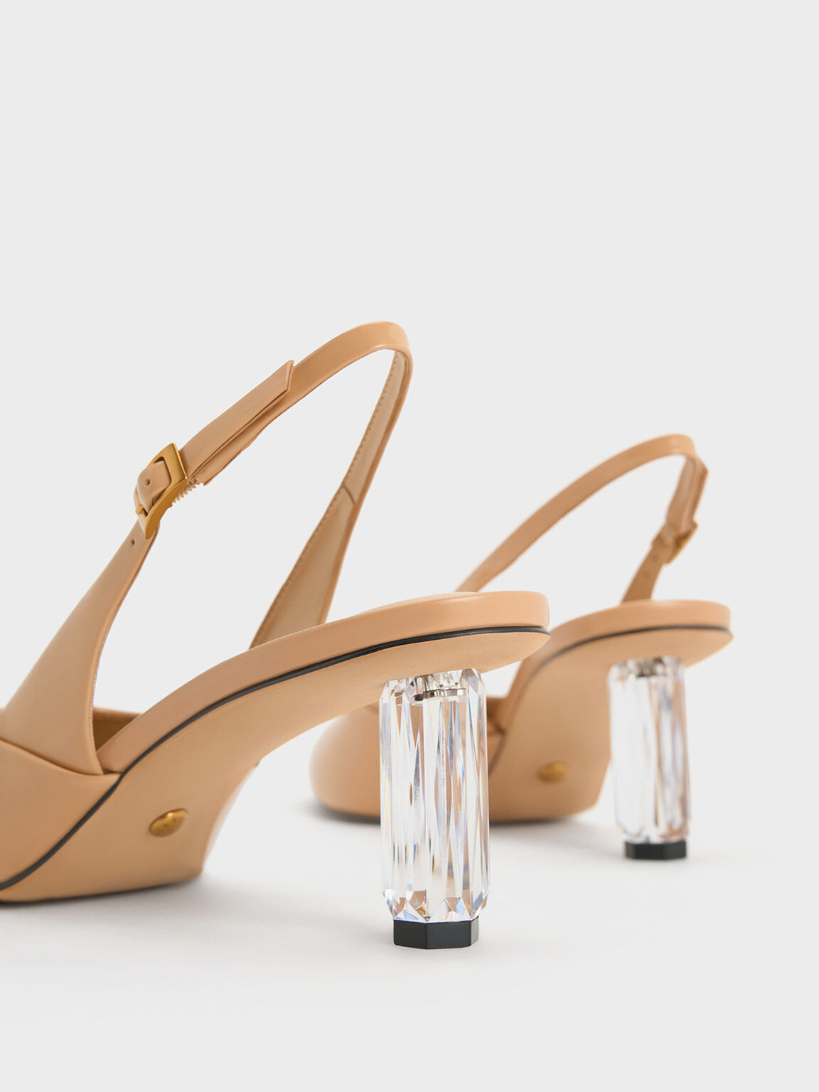 Nude Geometric Heel Slingback Pumps CHARLES KEITH CA