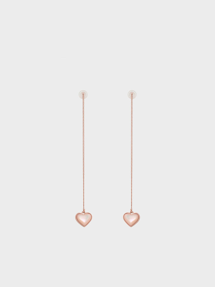 Annalise Heart Stone Drop Earrings, Rose Gold, hi-res