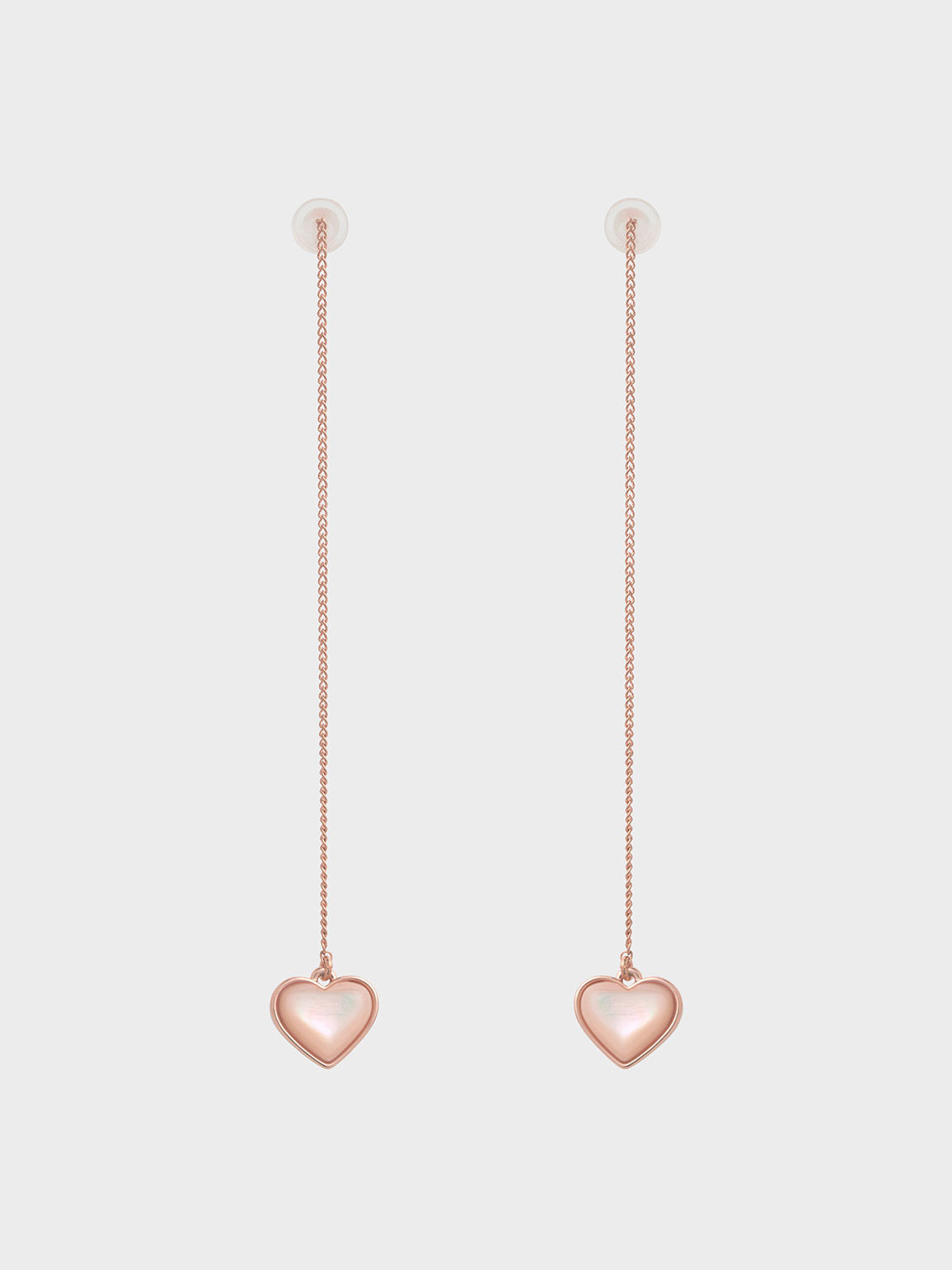 Heart Stone Drop Earrings, Oro rosa, hi-res