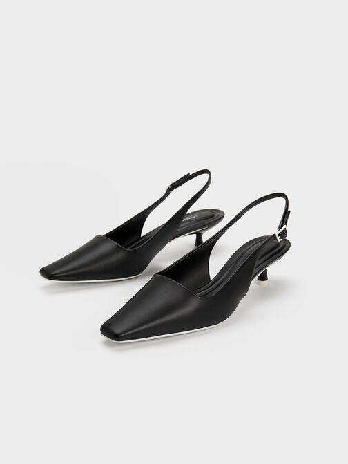 Vita Square-Toe Slingback Pumps, Black, hi-res