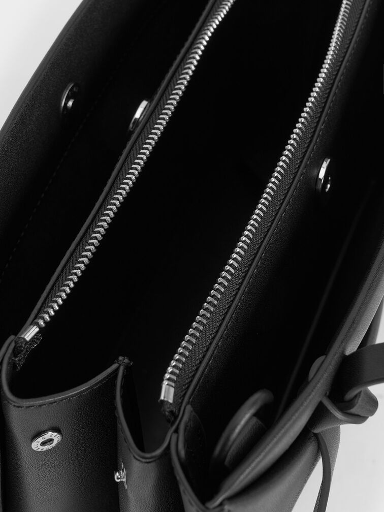 Bolso tote geométrico Midori, Noir, hi-res