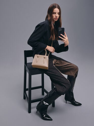 Allyn Structured Trapeze Tote Bag, Taupe, hi-res