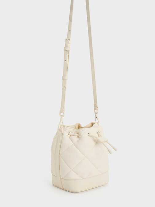 Lin Quilted Bucket Bag, Cream, hi-res