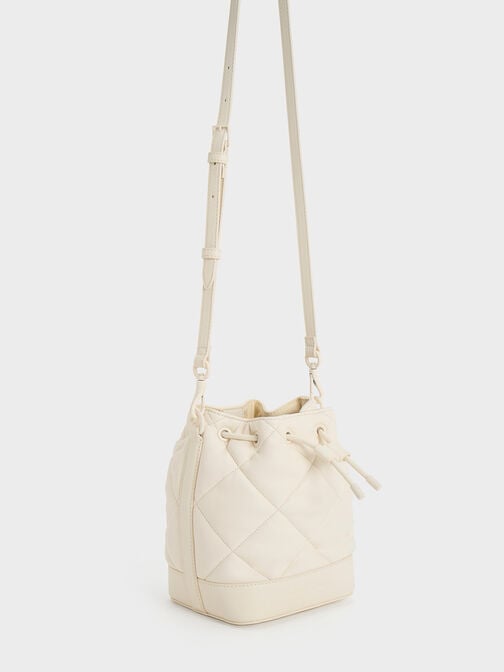 Lin Quilted Bucket Bag, Cream, hi-res