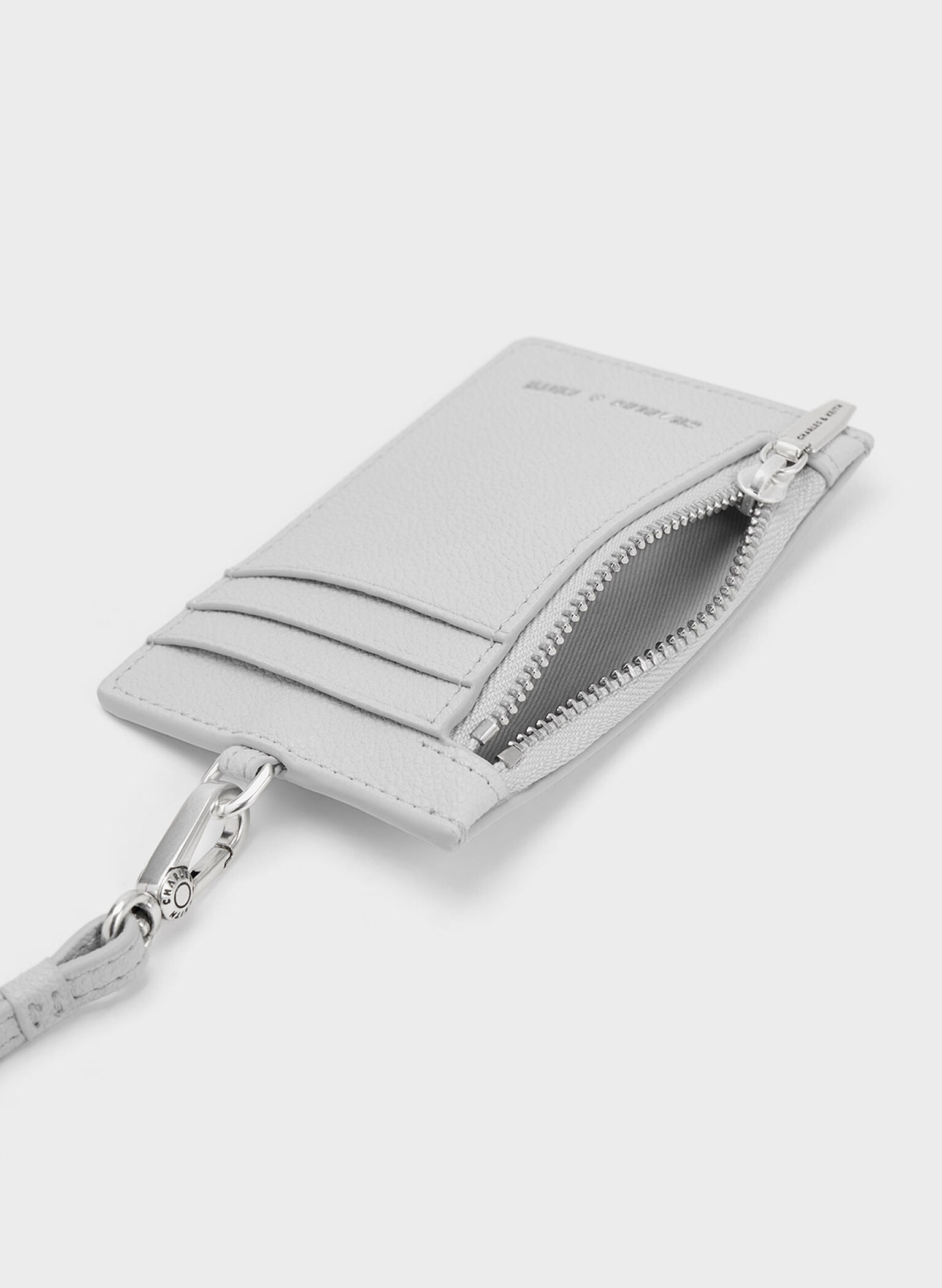 Twilia Side-Zip Card Holder, Light Grey, hi-res