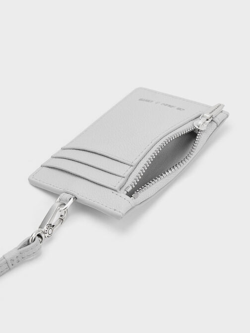 Twilia Side-Zip Card Holder, Light Grey, hi-res