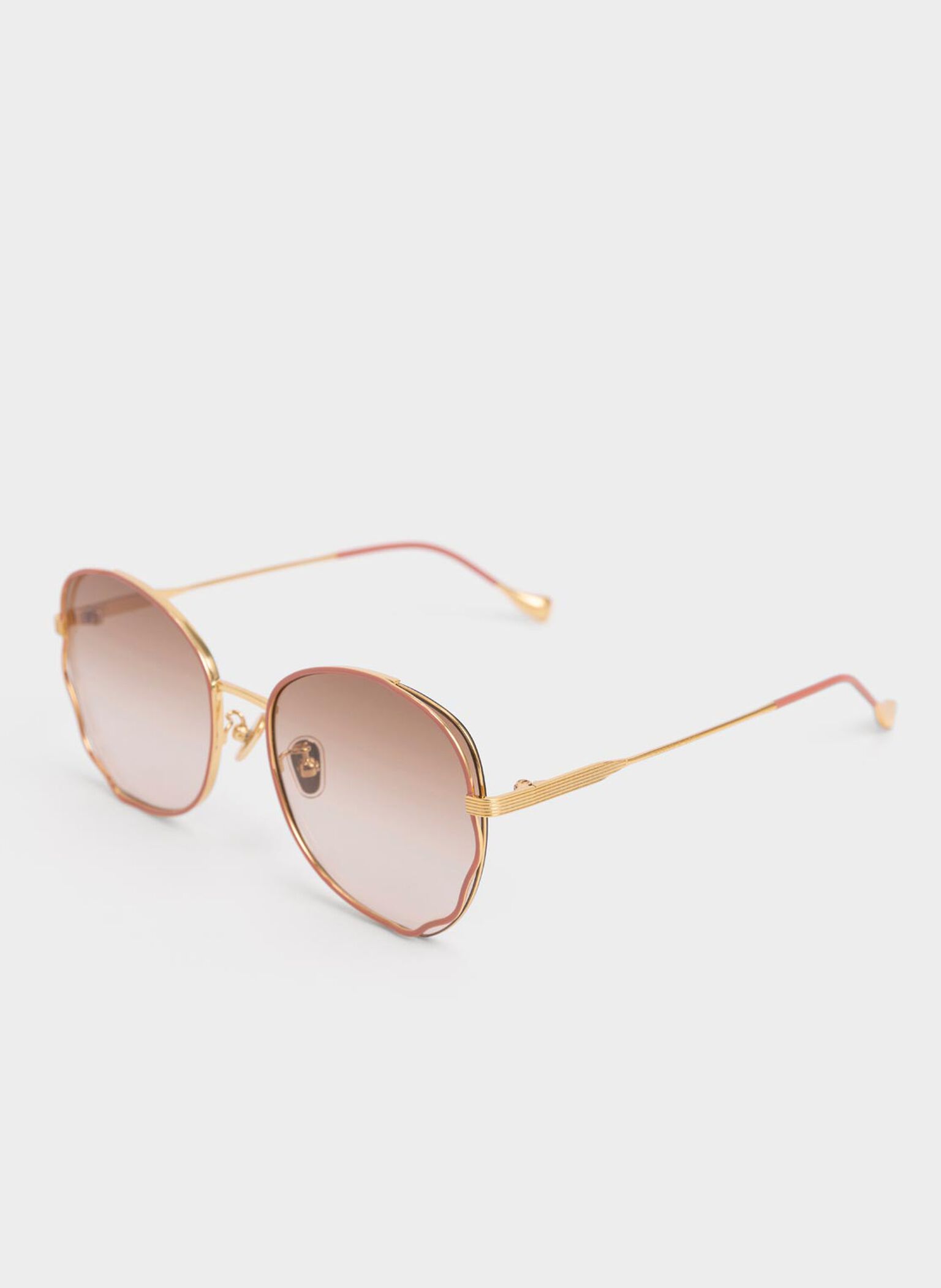 Wavy Frame Butterfly Sunglasses, Pink, hi-res