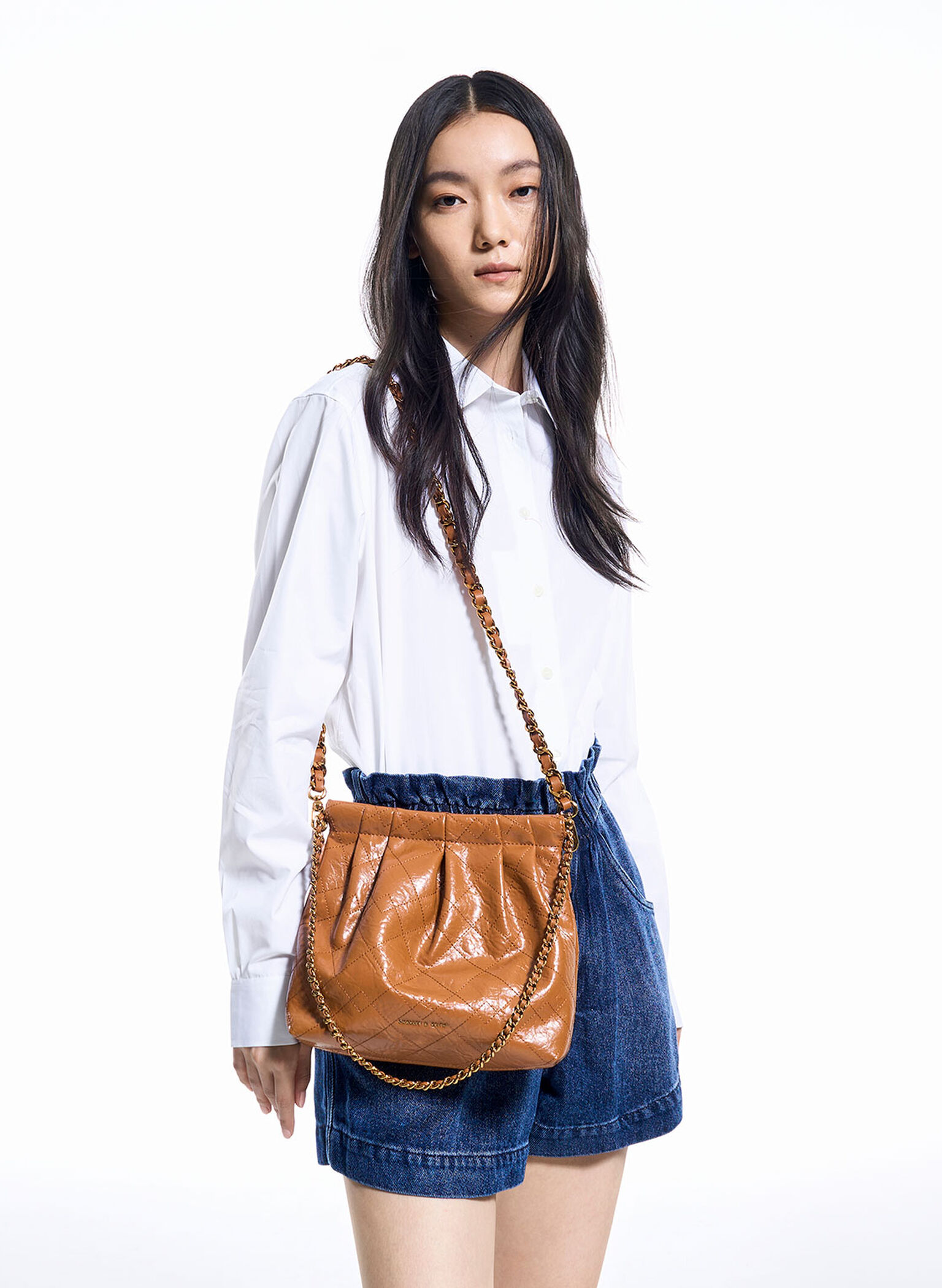 Duo Chain Handle Shoulder Bag, Chocolate, hi-res