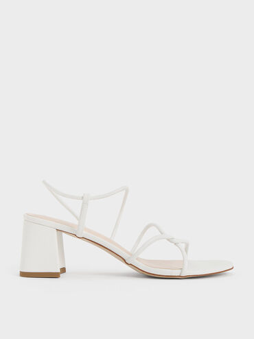 Meadow Strappy Block Heel Sandals, White, hi-res