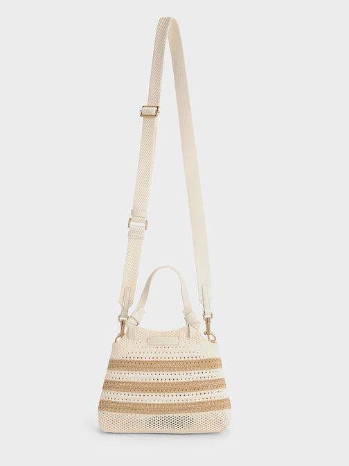 Ida Striped Knotted Handle Tote Bag, Sand, hi-res