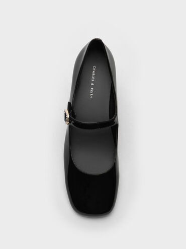 Patent Pearl-Buckle Mary Janes, Black Patent, hi-res