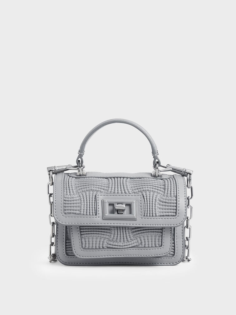 Textured Mini Bag, Grey, hi-res