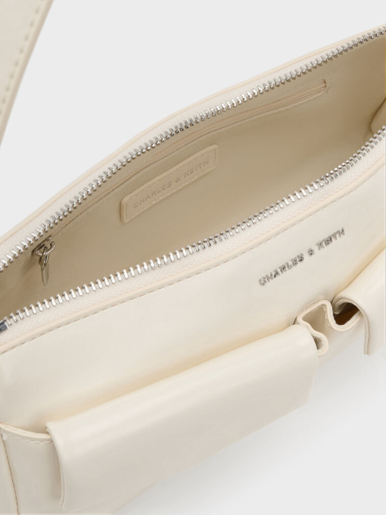 Rachel Front-Pocket Chain Shoulder Bag, Cream, hi-res