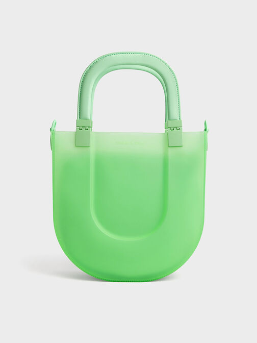 Curved Tote Bag, Green, hi-res