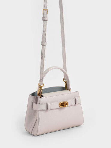 Aubrielle Belted Top Handle Bag, Pearl, hi-res