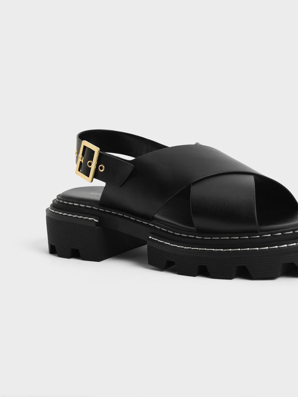 Perline Crossover Slingback Sandals, Black, hi-res