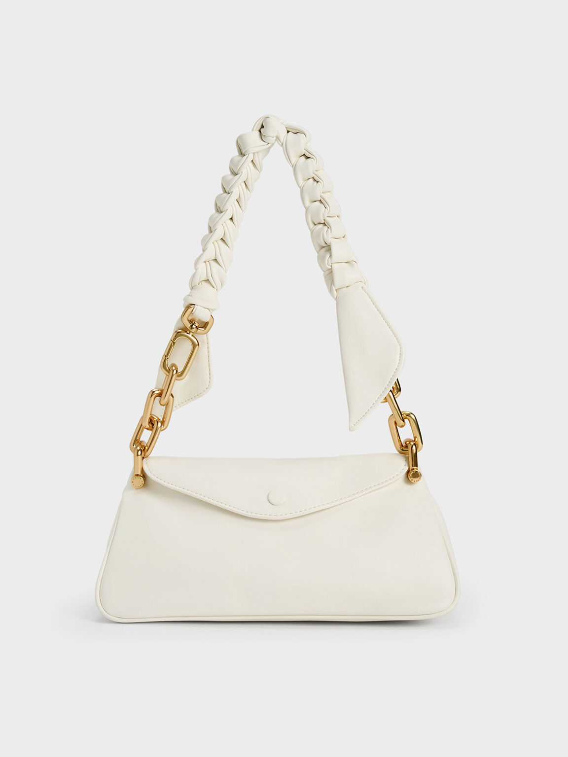 Cleona Braided Handle Hobo Bag, White, hi-res