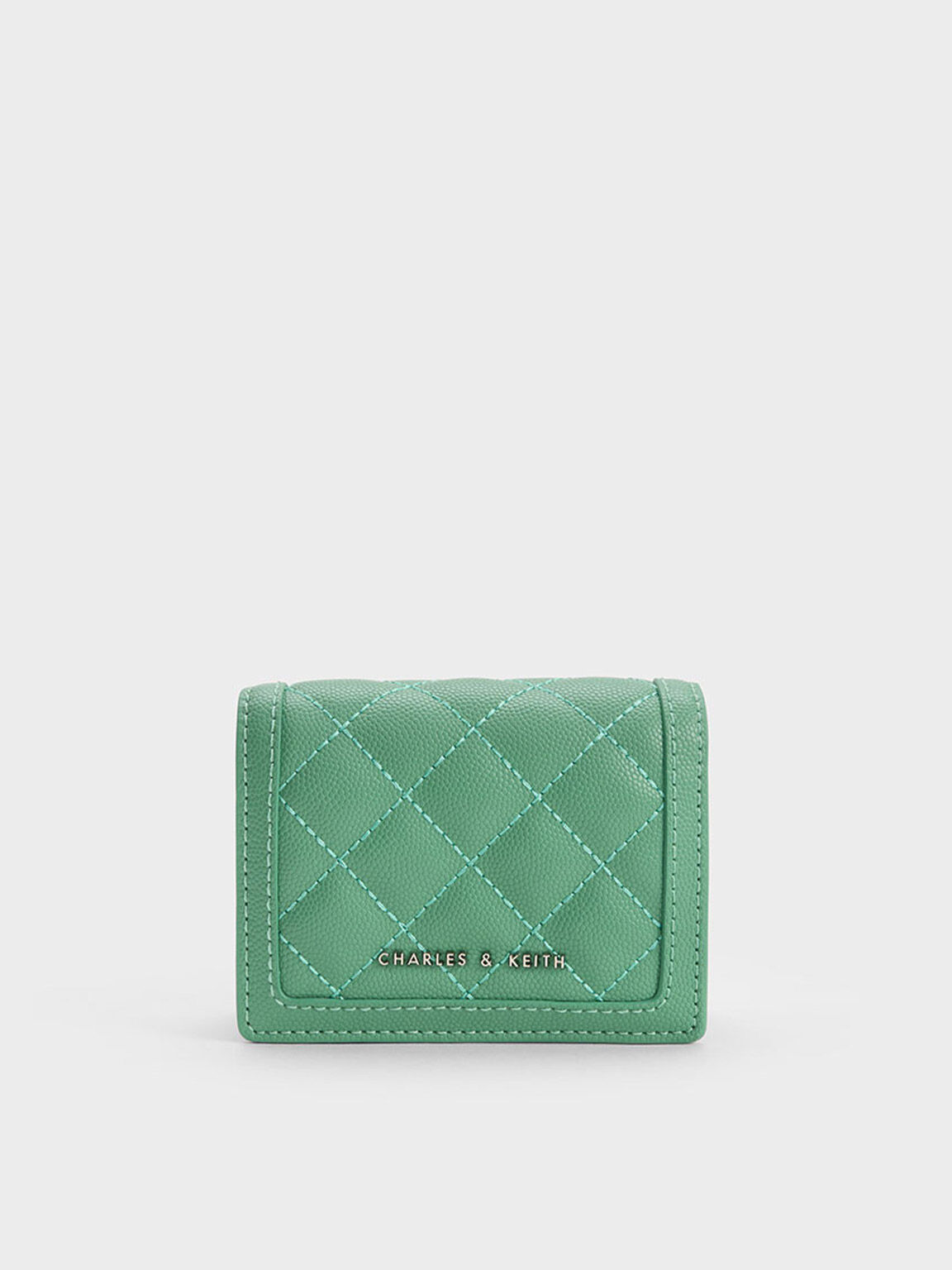 Micaela Quilted Cardholder, Green, hi-res