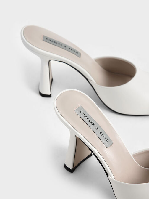 Square Toe Heeled Mules, Cream, hi-res