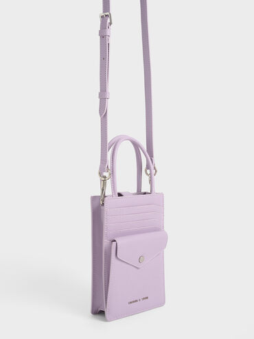千鳥紋針織手機包, 紫丁香色, hi-res