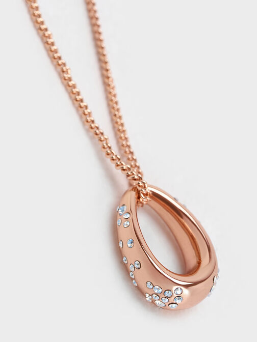 Reverie Crystal Teardrop Necklace, Rose Gold, hi-res