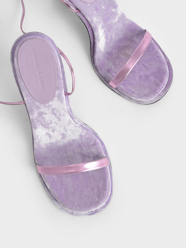 Kiera Metallic Tie-Around Stiletto Sandals, Lilac, hi-res