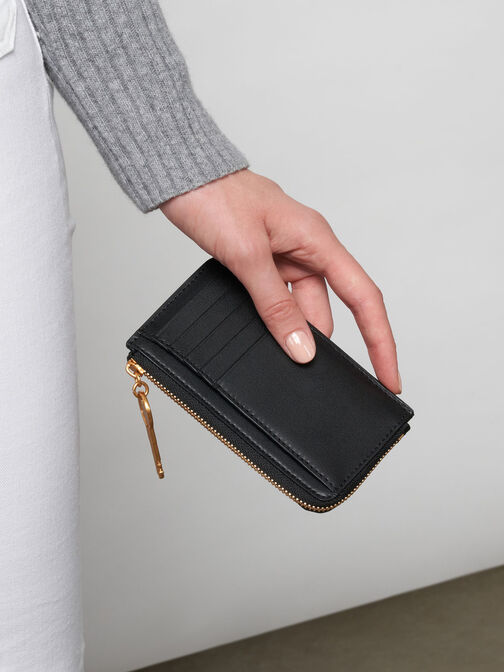 Zip-Around Mini Wallet, Black, hi-res