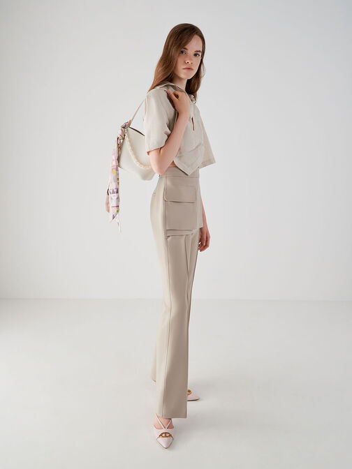 Alcott Scarf Bucket Bag, Cream, hi-res