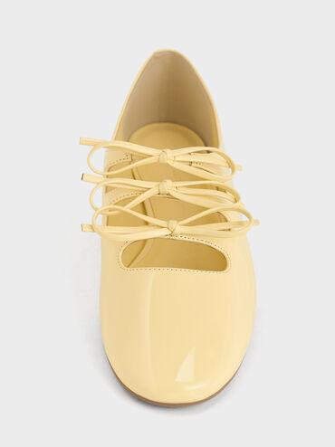 Dorri Patent Triple-Bow Ballet Flats, Butter, hi-res