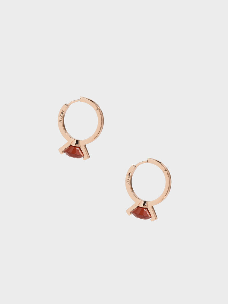 紅碧玉圓型耳環, 玫瑰金, hi-res