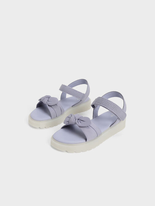 Girls' Nylon Knotted Sandals, Lilac, hi-res