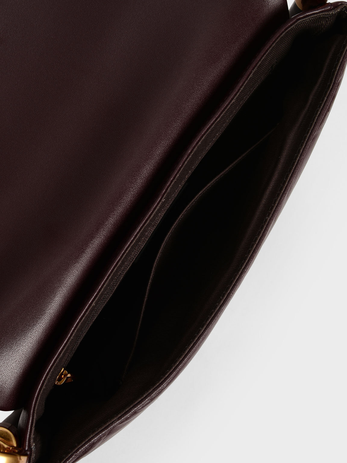 Zadie Padded Shoulder Bag, Burgundy, hi-res