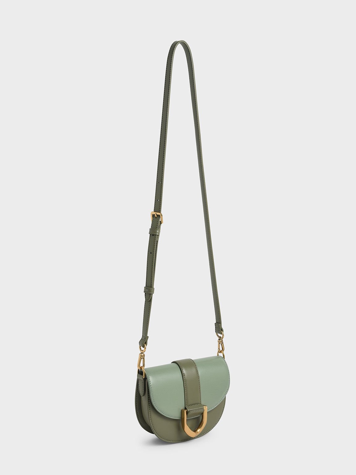 Mini Gabine Two-Tone Saddle Bag​, Olive, hi-res