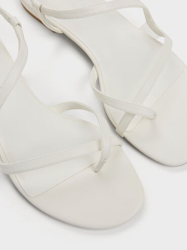 Arden Wavy Strappy Toe-Ring Flat Slingback Sandals, Chalk, hi-res