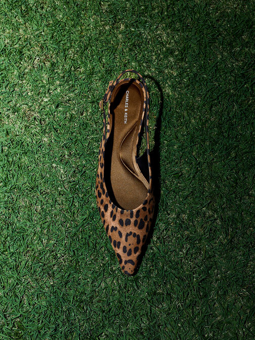 Emelia Leopard-Print Slingback Flats, Animal Print Natural, hi-res
