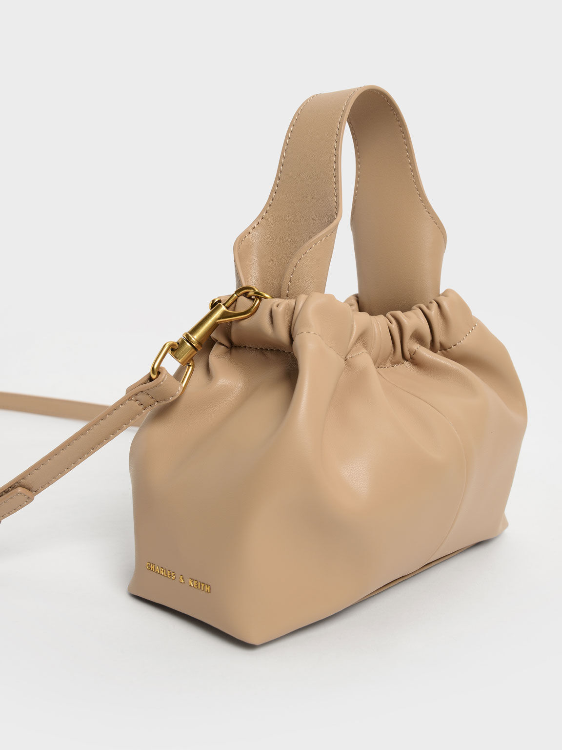 Ally Ruched Slouchy Bag, Beige, hi-res