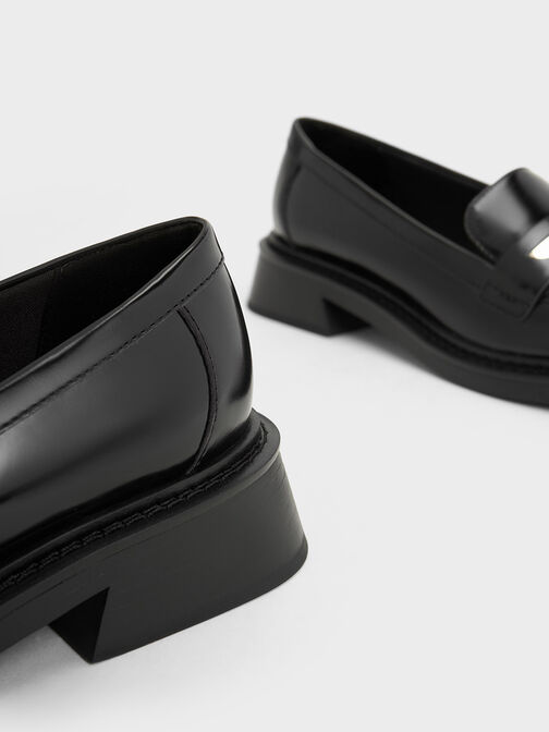 Metallic Penny Tab Loafers, Black Box, hi-res