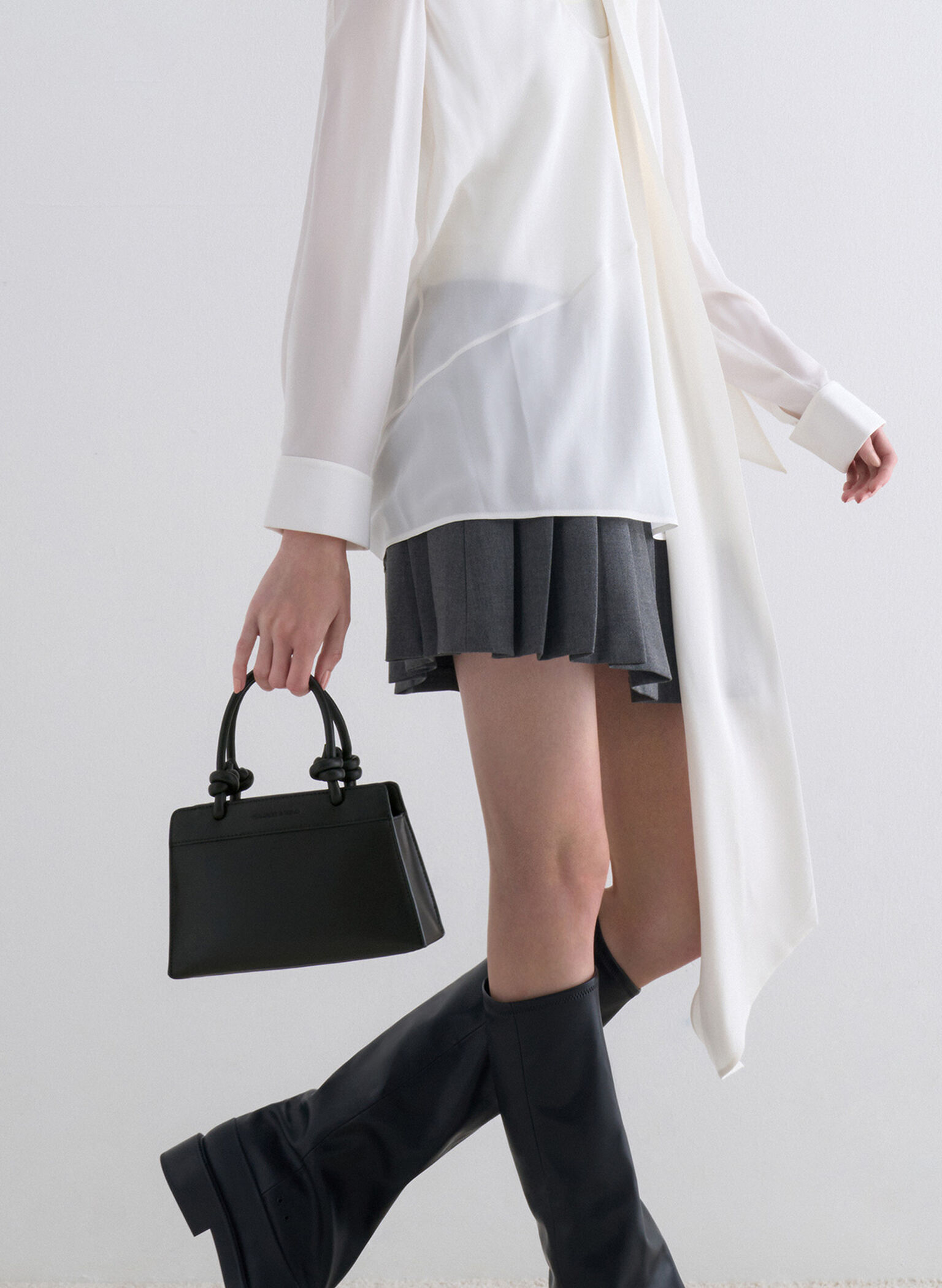 Sabine Knotted-Handle Trapeze Tote Bag, Jet Black, hi-res