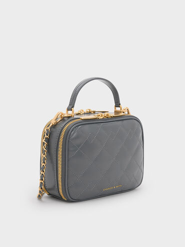 Duo Quilted Vanity Bag, Grey, hi-res