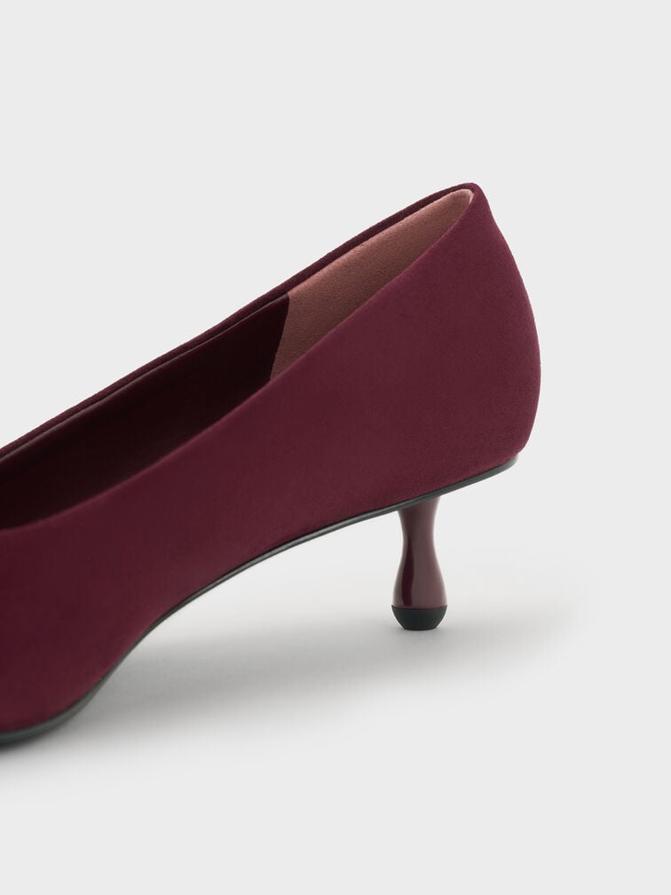 Ruthie Faux Suede Kitten Heels, Burgundy, hi-res