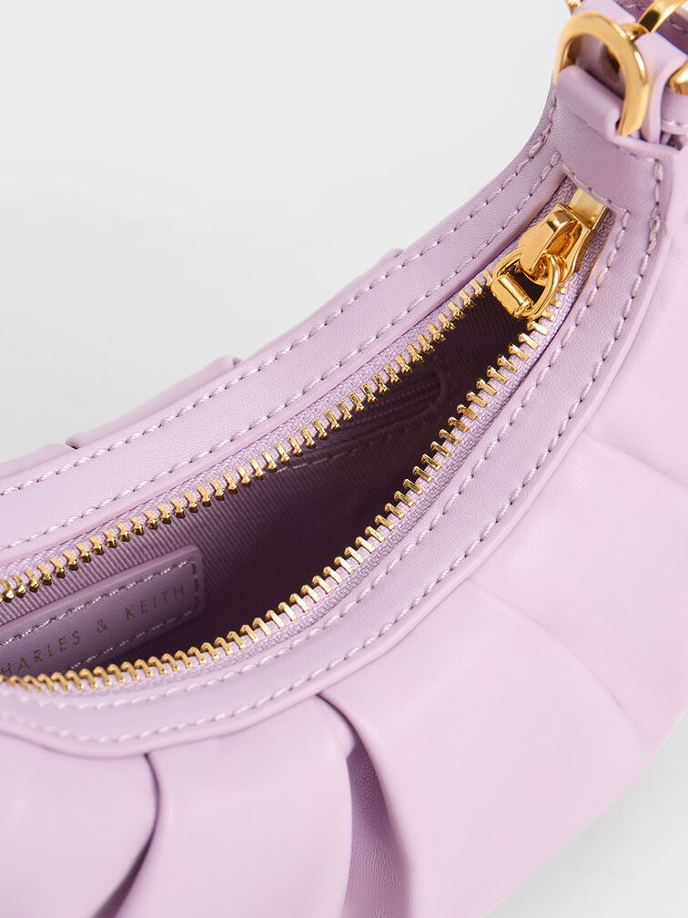 Duo Ruched Shoulder Bag, Lilac, hi-res