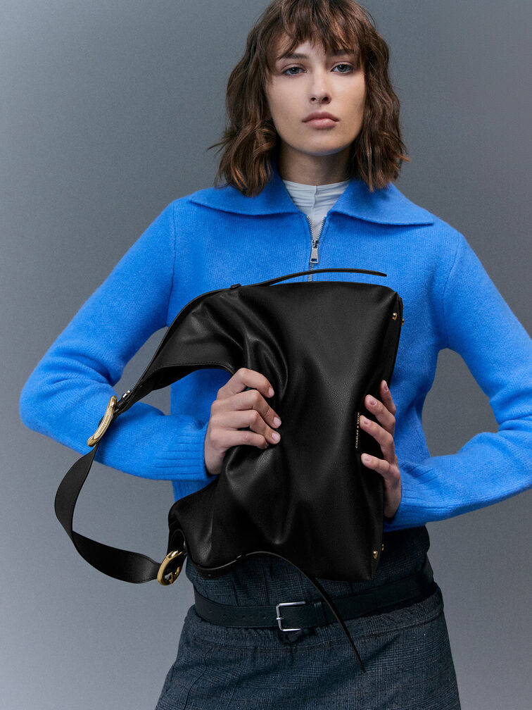 Aislin Hobo Bag, Black, hi-res