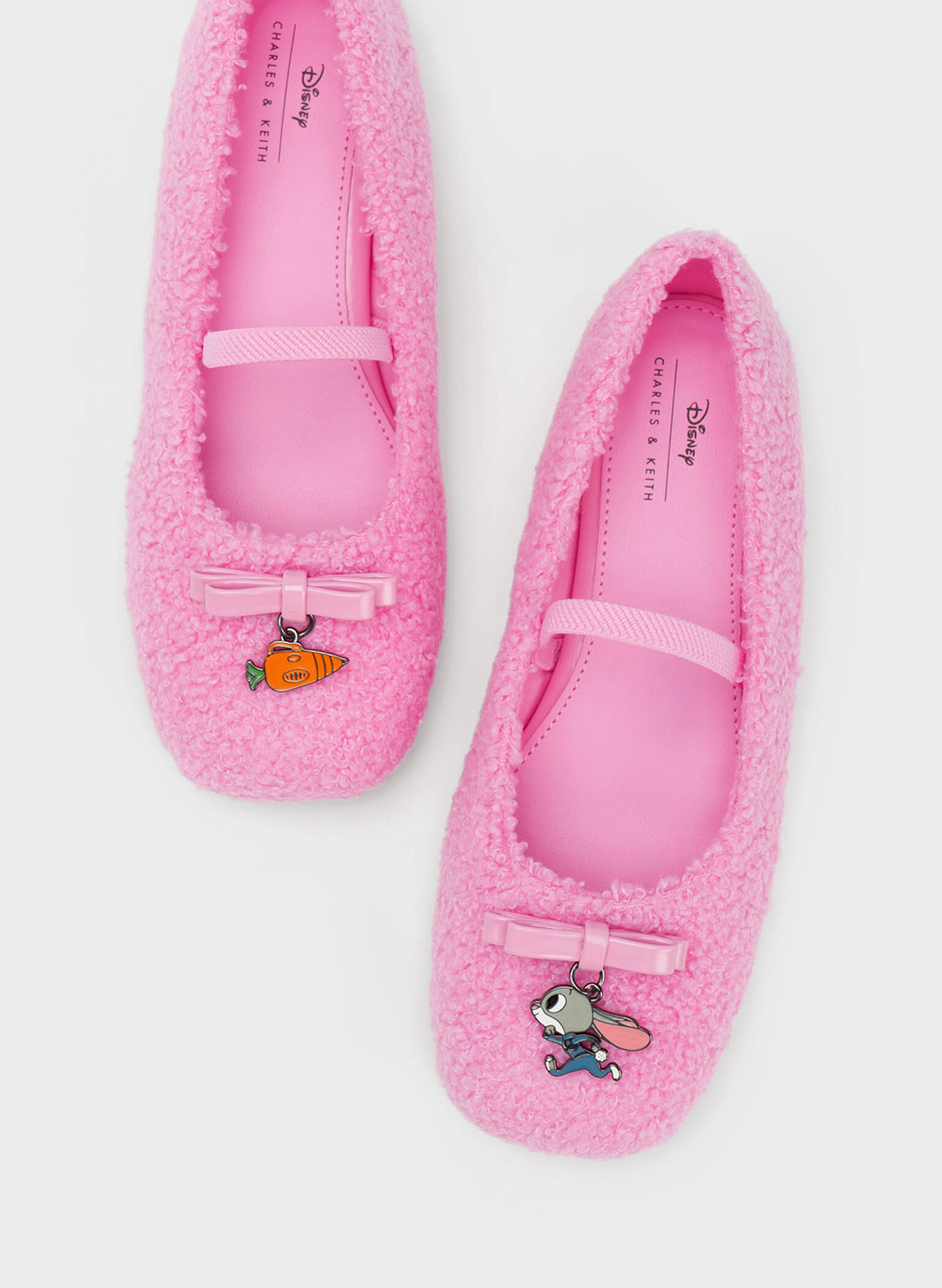 CHARLES & KEITH 迪士尼《優獸大都會》系列：朱迪兒童絨毛芭蕾舞鞋, 粉紅色, hi-res