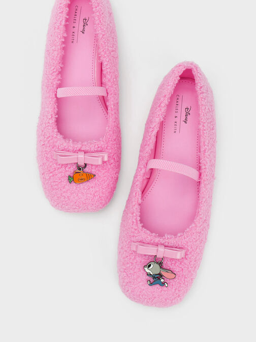 CHARLES & KEITH 迪士尼《優獸大都會》系列：朱迪兒童絨毛芭蕾舞鞋, 粉紅色, hi-res