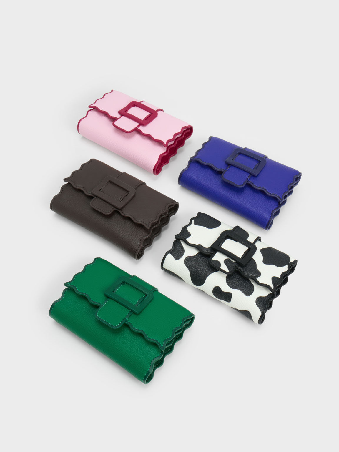 Waverly Scallop-Trim Wallet, Pink, hi-res