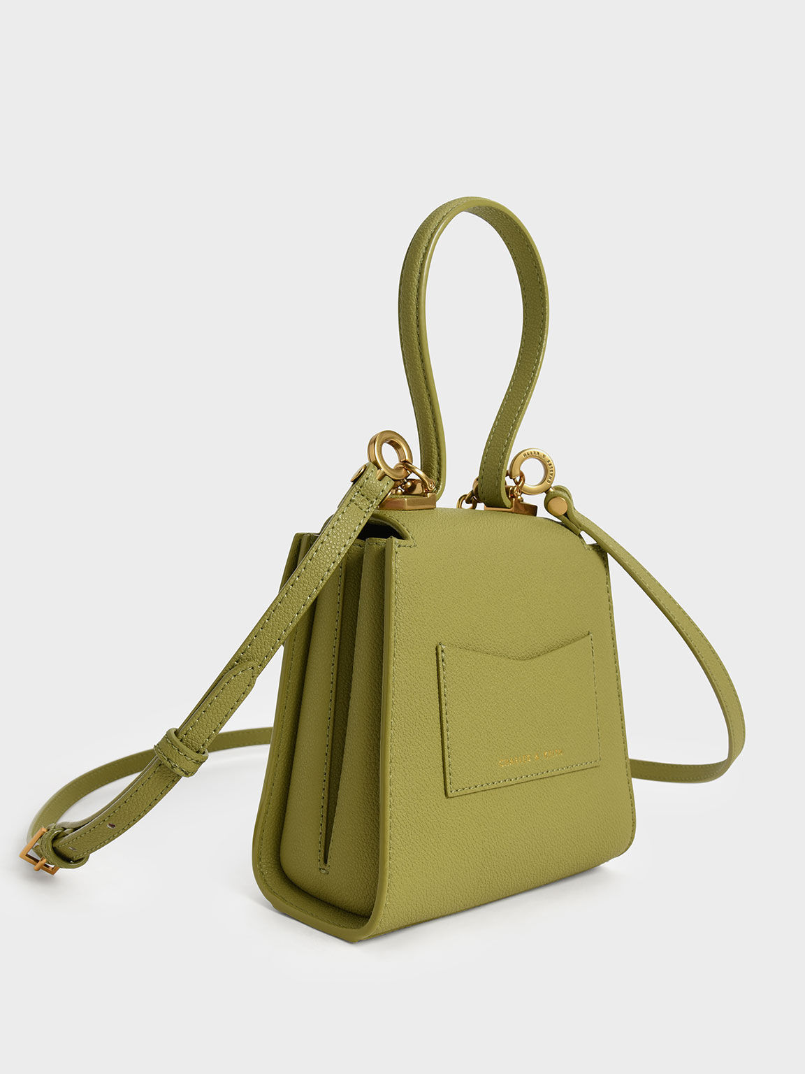 Geometric Top Handle Chain-Link Bag, Avocado, hi-res