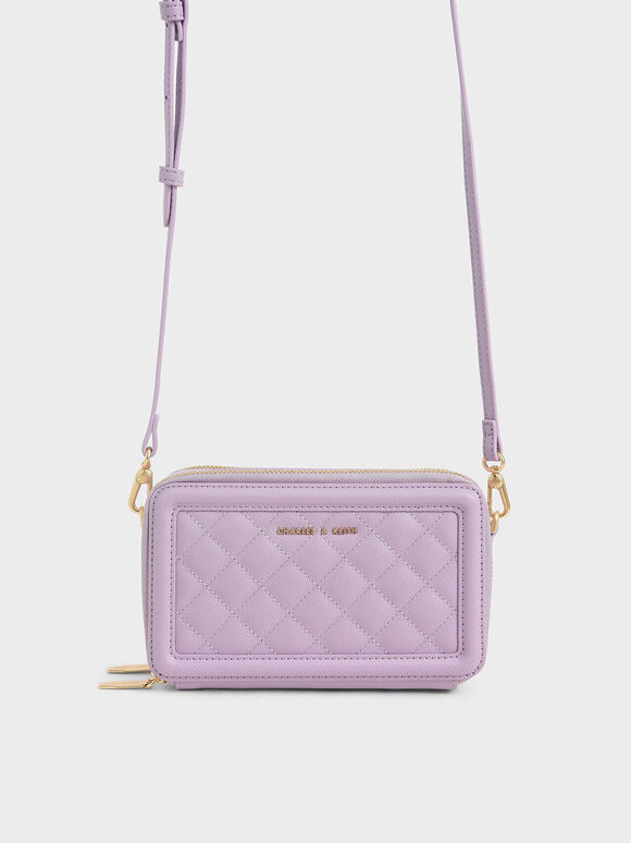 Taiwan Exclusive: Quilted Boxy Long Wallet, Lilac, hi-res