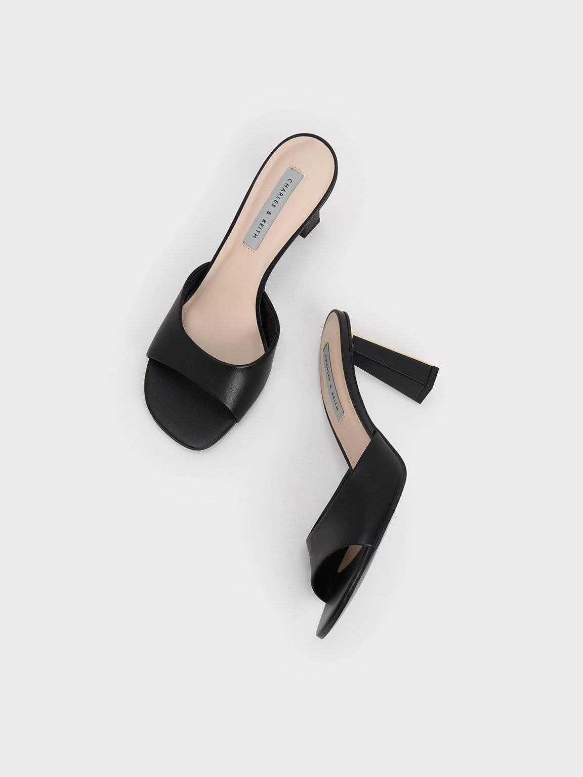 Geometric Heeled Mules, Black, hi-res